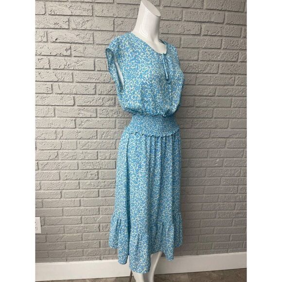 Sienna Sky Floral Smock Waist Ruffle Hem Midi Dress Size M - Picture 4 of 11